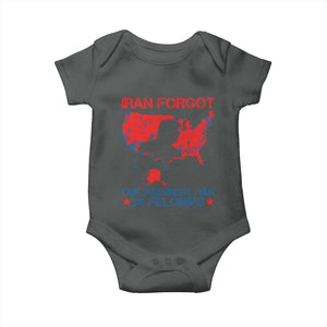 Iran Forgot Our President Has 34 Felonies Baby Onesie Vintage USA Red Wave Map TS11 Dark Heather Print Your Wear