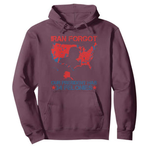 Iran Forgot Our President Has 34 Felonies Hoodie Vintage USA Red Wave Map TS11 Maroon Print Your Wear
