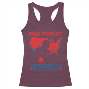 Iran Forgot Our President Has 34 Felonies Racerback Tank Top Vintage USA Red Wave Map TS11 Maroon Print Your Wear