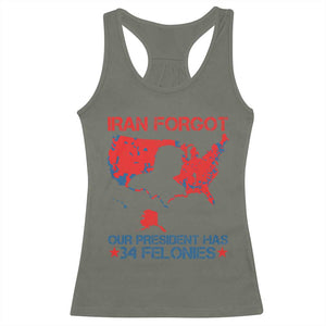 Iran Forgot Our President Has 34 Felonies Racerback Tank Top Vintage USA Red Wave Map TS11 Military Green Print Your Wear