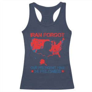 Iran Forgot Our President Has 34 Felonies Racerback Tank Top Vintage USA Red Wave Map TS11 Navy Print Your Wear
