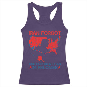 Iran Forgot Our President Has 34 Felonies Racerback Tank Top Vintage USA Red Wave Map TS11 Purple Print Your Wear