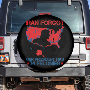 Iran Forgot Our President Has 34 Felonies Spare Tire Cover Vintage USA Red Wave Map TS11 No hole Black Print Your Wear