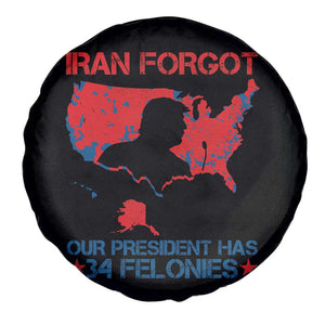Iran Forgot Our President Has 34 Felonies Spare Tire Cover Vintage USA Red Wave Map TS11 Print Your Wear