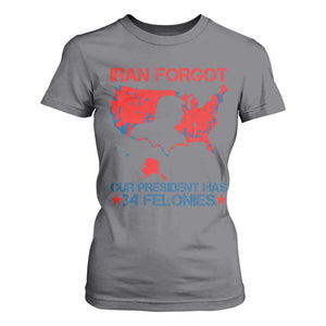 Iran Forgot Our President Has 34 Felonies T Shirt For Women Vintage USA Red Wave Map TS11 Charcoal Print Your Wear