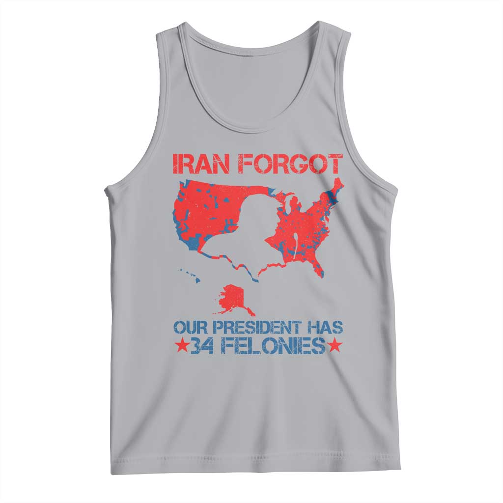 Iran Forgot Our President Has 34 Felonies Tank Top Vintage USA Red Wave Map TS11 Athletic Heather Print Your Wear