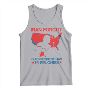 Iran Forgot Our President Has 34 Felonies Tank Top Vintage USA Red Wave Map TS11 Athletic Heather Print Your Wear