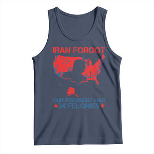 Iran Forgot Our President Has 34 Felonies Tank Top Vintage USA Red Wave Map TS11 Navy Print Your Wear