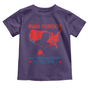 Iran Forgot Our President Has 34 Felonies Toddler T Shirt Vintage USA Red Wave Map TS11 Purple Print Your Wear