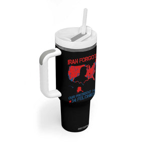 Iran Forgot Our President Has 34 Felonies Tumbler With Handle Vintage USA Red Wave Map TS11 Print Your Wear