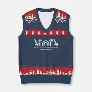 Christian Easter V-Neck Knit Sweater Vest He Came He Died He Rose He Ascended And He Is Coming Back TS11 Navy Red Print Your Wear