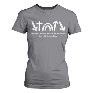 Christian Easter T Shirt For Women He Came He Died He Rose He Ascended And He Is Coming Back TS11 Charcoal Print Your Wear