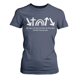 Christian Easter T Shirt For Women He Came He Died He Rose He Ascended And He Is Coming Back TS11 Navy Print Your Wear