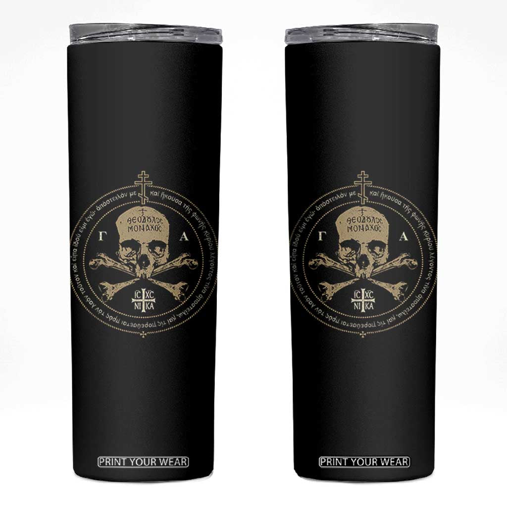 Eastern Orthodox Cross Skull IC XC Nika Jesus Church Skinny Tumbler TS11 Black Print Your Wear