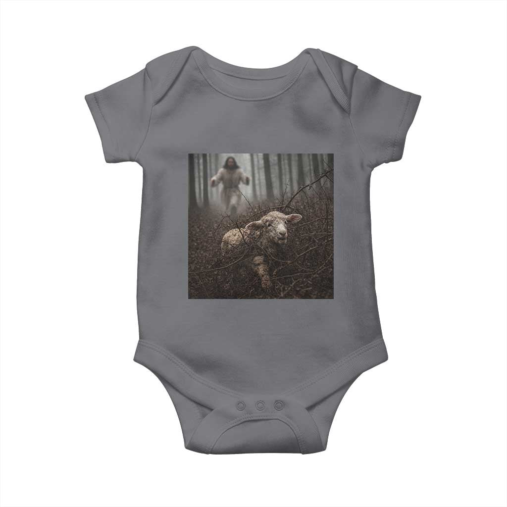 Christian Biblical Parable Of Lost Sheep Scene Baby Onesie Funny Photo TS11 Charcoal Print Your Wear