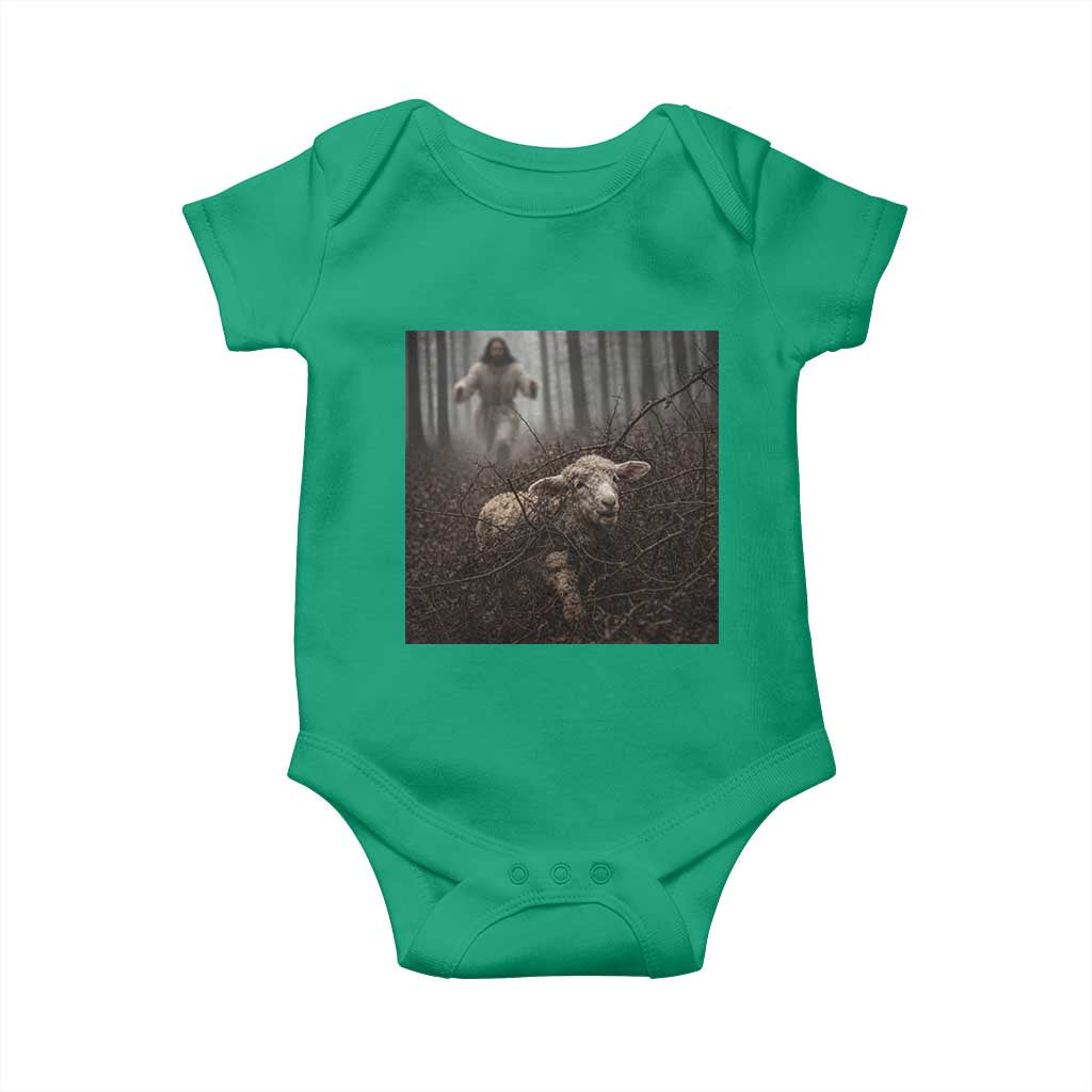 Christian Biblical Parable Of Lost Sheep Scene Baby Onesie Funny Photo TS11 Irish Green Print Your Wear
