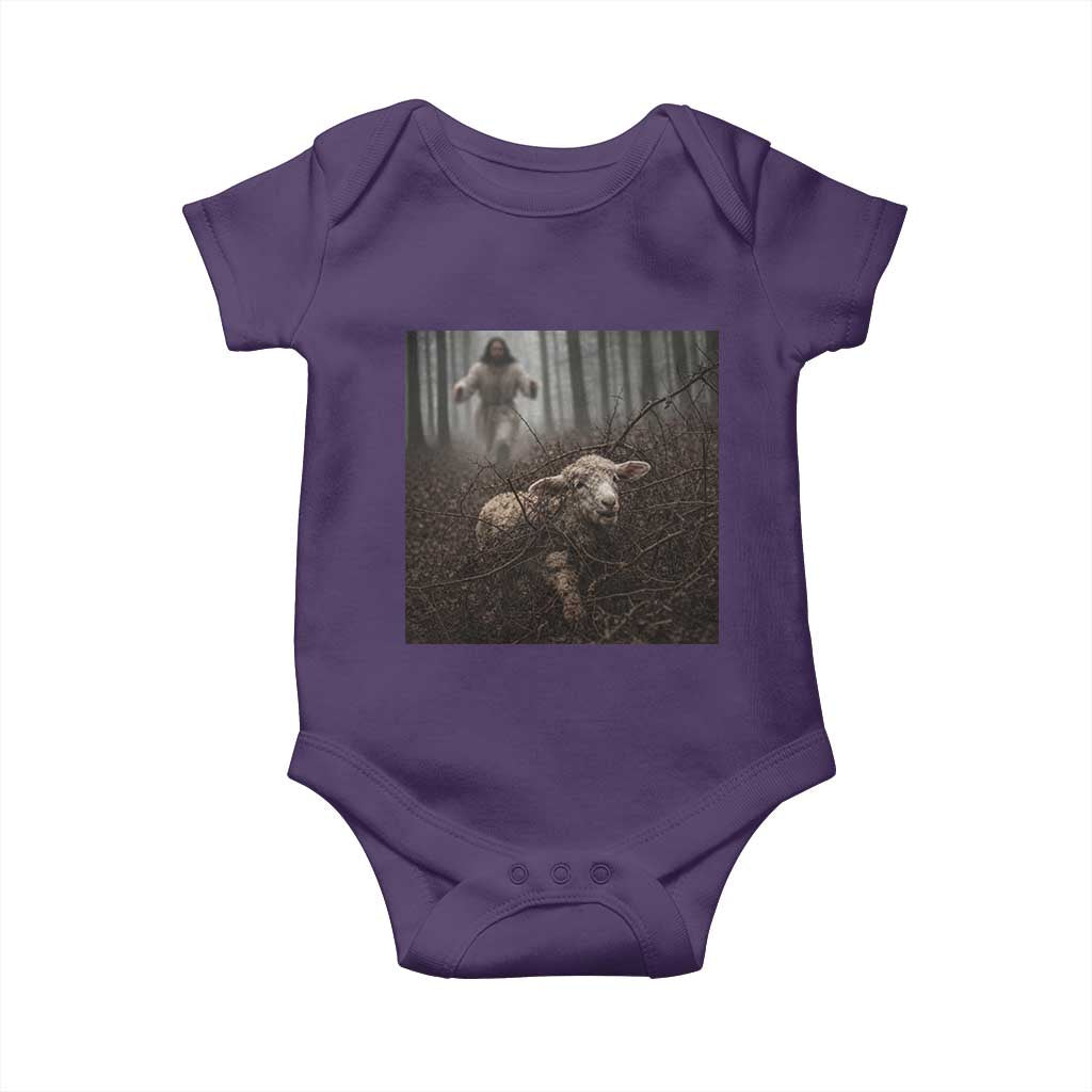 Christian Biblical Parable Of Lost Sheep Scene Baby Onesie Funny Photo TS11 Purple Print Your Wear