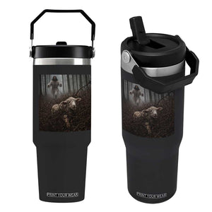 Christian Biblical Parable Of Lost Sheep Scene Flip Straw Tumbler Funny Photo TS11 One Size: 30 oz Black Print Your Wear