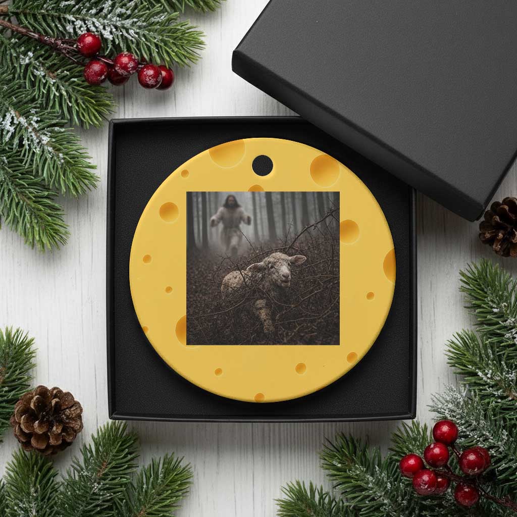 Christian Biblical Parable Of Lost Sheep Scene Ceramic Ornament Funny Photo TS11 1pc Yellow Cheese Print Your Wear