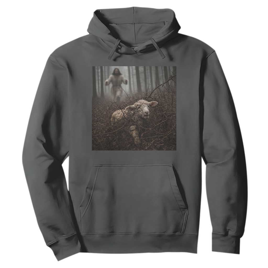 Christian Biblical Parable Of Lost Sheep Scene Hoodie Funny Photo TS11 Dark Heather Print Your Wear