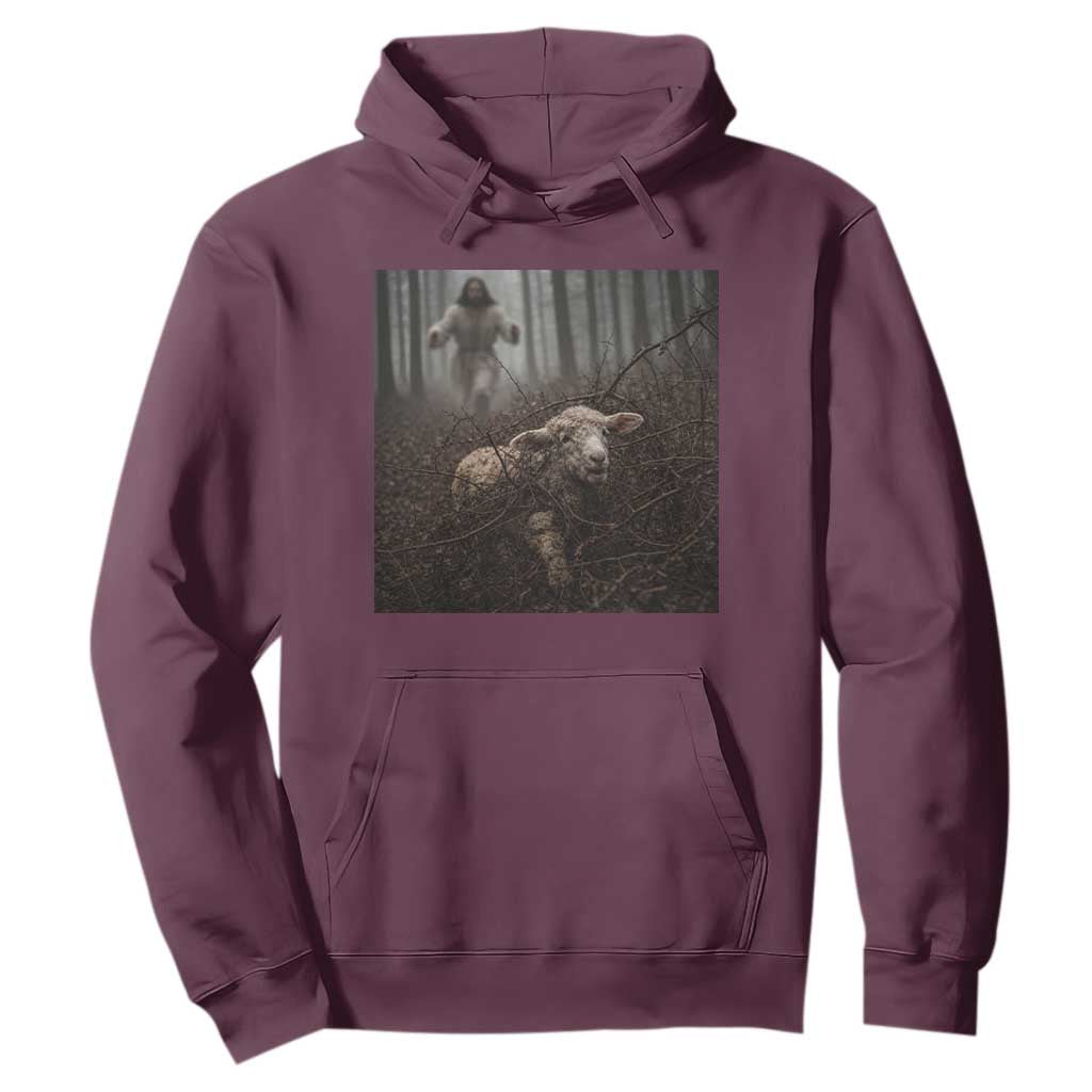 Christian Biblical Parable Of Lost Sheep Scene Hoodie Funny Photo TS11 Maroon Print Your Wear