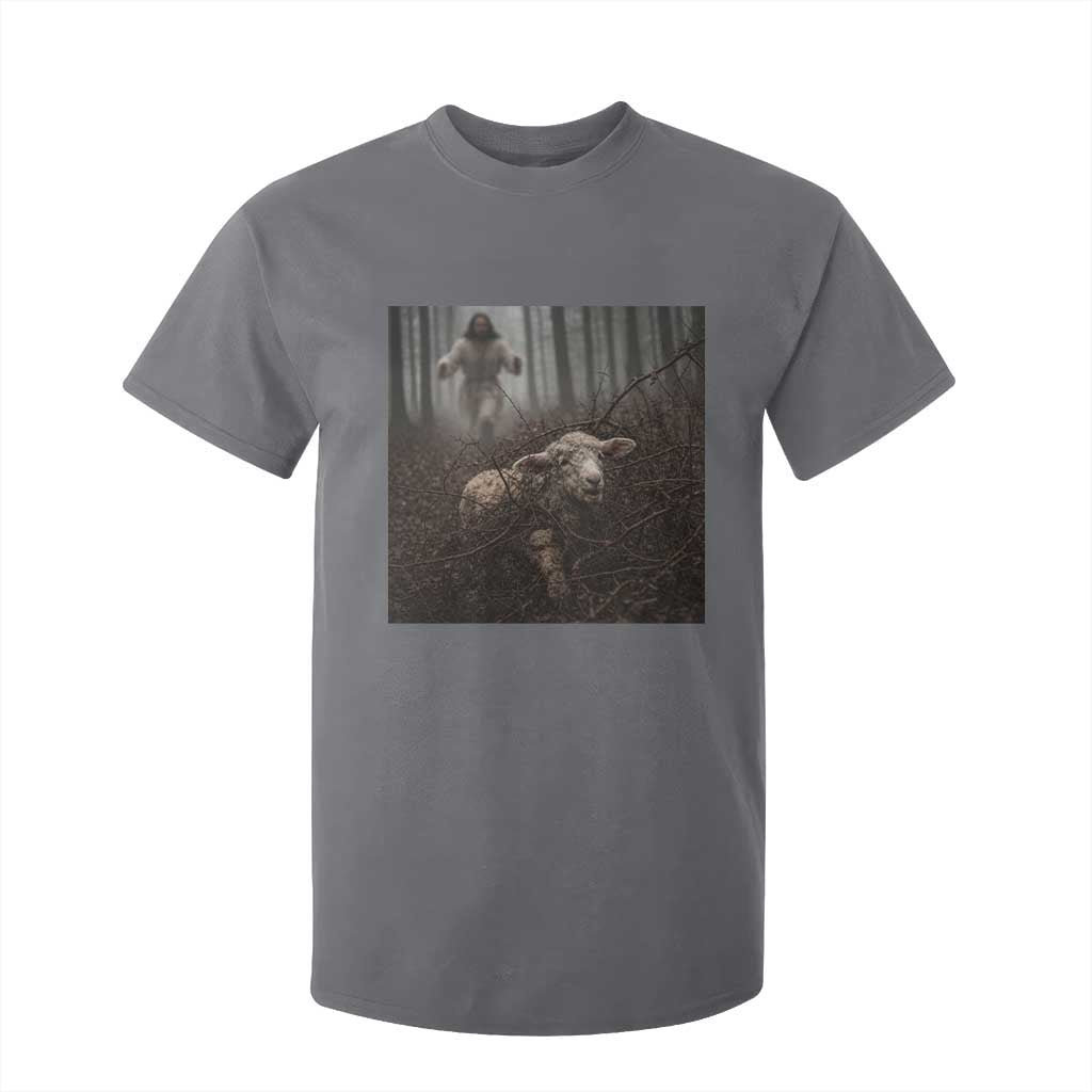 Christian Biblical Parable Of Lost Sheep Scene T Shirt For Kid Funny Photo TS11 Charcoal Print Your Wear