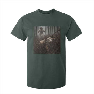 Christian Biblical Parable Of Lost Sheep Scene T Shirt For Kid Funny Photo TS11 Dark Forest Green Print Your Wear