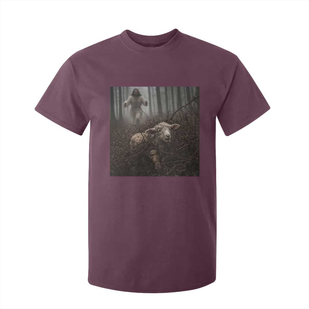 Christian Biblical Parable Of Lost Sheep Scene T Shirt For Kid Funny Photo TS11 Maroon Print Your Wear