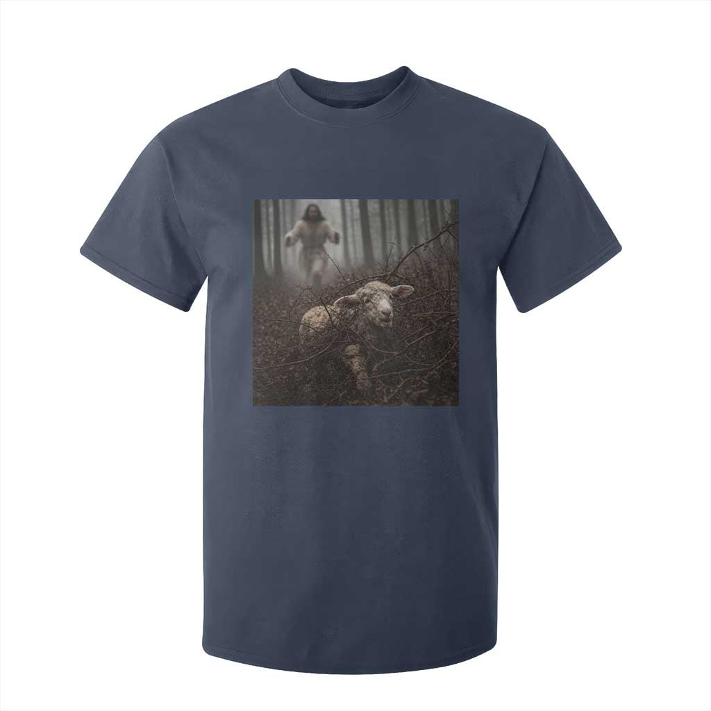 Christian Biblical Parable Of Lost Sheep Scene T Shirt For Kid Funny Photo TS11 Navy Print Your Wear