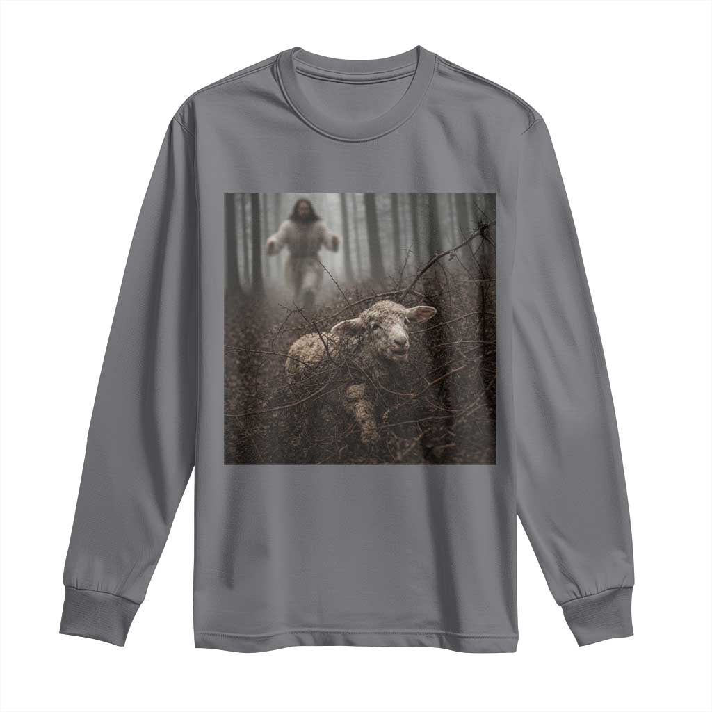 Christian Biblical Parable Of Lost Sheep Scene Long Sleeve Shirt Funny Photo TS11 Charcoal Print Your Wear