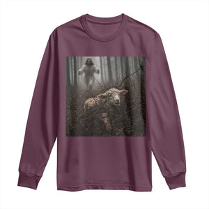 Christian Biblical Parable Of Lost Sheep Scene Long Sleeve Shirt Funny Photo TS11 Maroon Print Your Wear