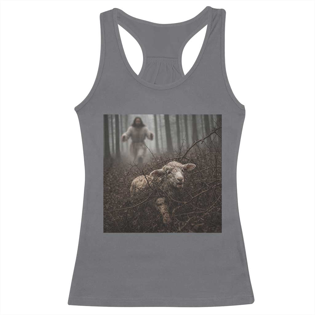 Christian Biblical Parable Of Lost Sheep Scene Racerback Tank Top Funny Photo TS11 Charcoal Print Your Wear