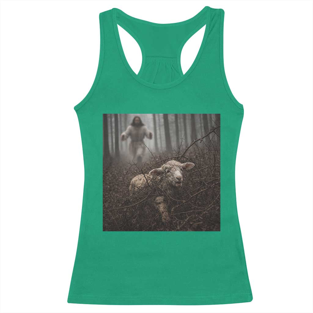 Christian Biblical Parable Of Lost Sheep Scene Racerback Tank Top Funny Photo TS11 Irish Green Print Your Wear