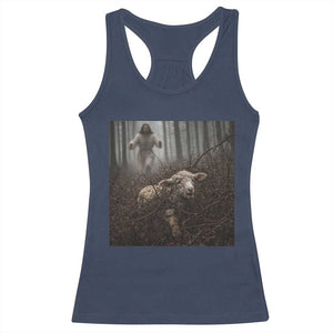 Christian Biblical Parable Of Lost Sheep Scene Racerback Tank Top Funny Photo TS11 Navy Print Your Wear