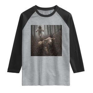 Christian Biblical Parable Of Lost Sheep Scene Raglan Shirt Funny Photo TS11 Heather Gray Black Print Your Wear