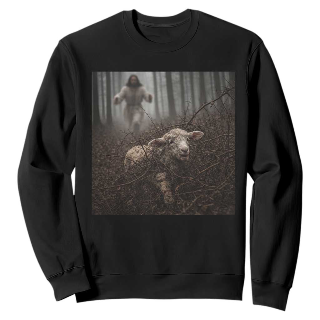 Christian Biblical Parable Of Lost Sheep Scene Sweatshirt Funny Photo TS11 Black Print Your Wear