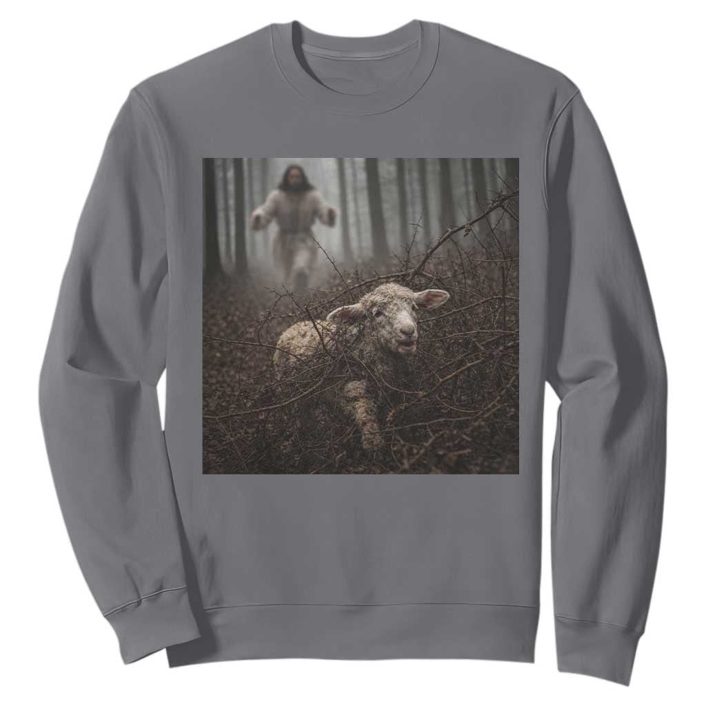 Christian Biblical Parable Of Lost Sheep Scene Sweatshirt Funny Photo TS11 Charcoal Print Your Wear