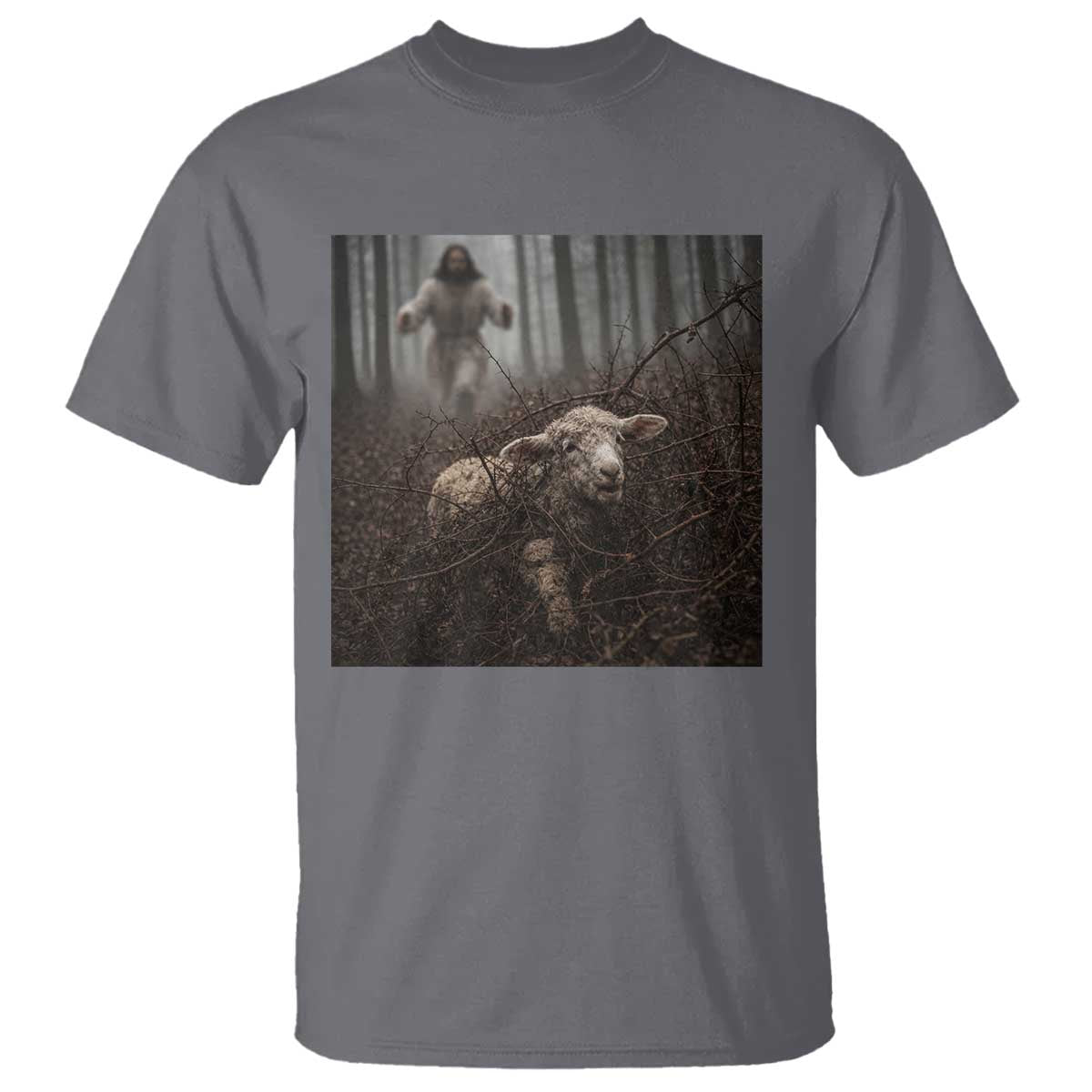 Christian Biblical Parable Of Lost Sheep Scene T Shirt Funny Photo TS11 Charcoal Print Your Wear