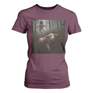 Christian Biblical Parable Of Lost Sheep Scene T Shirt For Women Funny Photo TS11 Maroon Print Your Wear