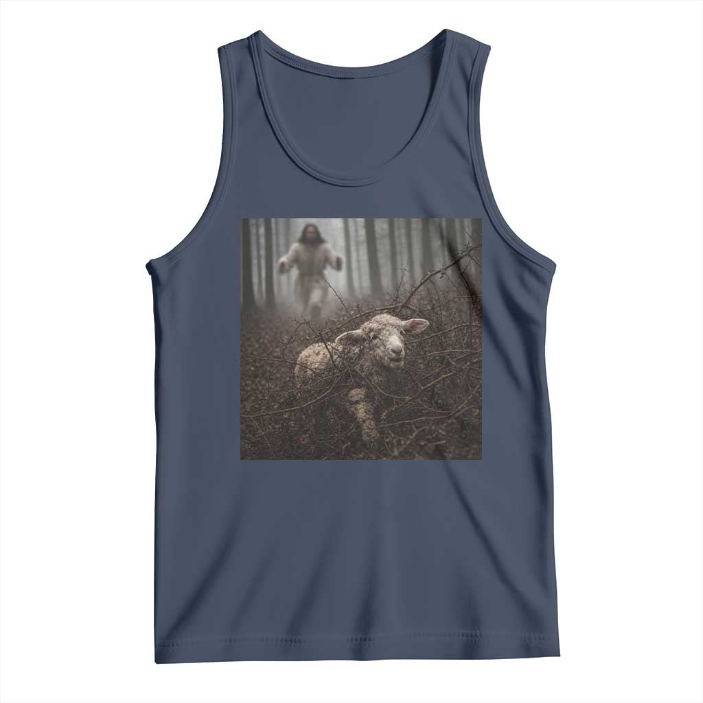 Christian Biblical Parable Of Lost Sheep Scene Tank Top Funny Photo TS11 Navy Print Your Wear