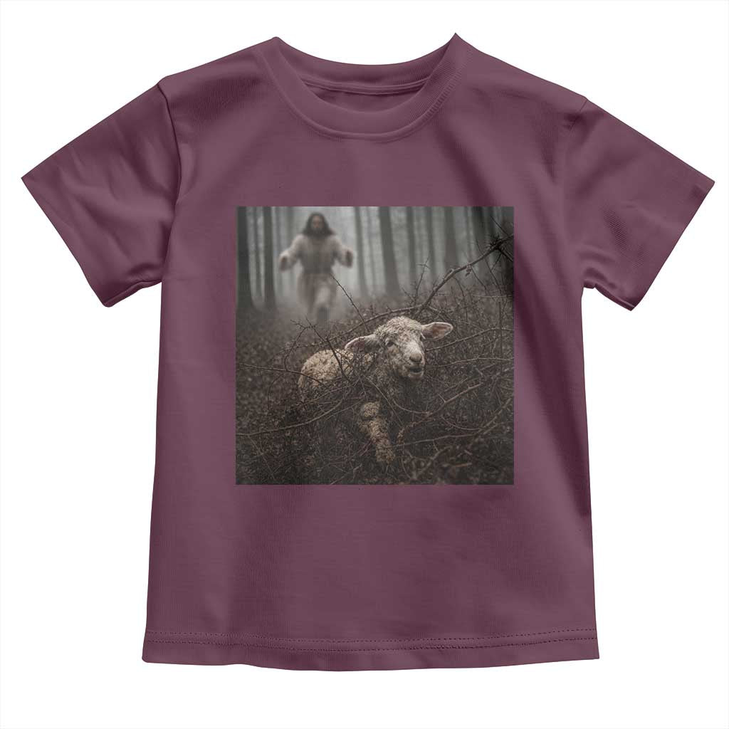 Christian Biblical Parable Of Lost Sheep Scene Toddler T Shirt Funny Photo TS11 Maroon Print Your Wear