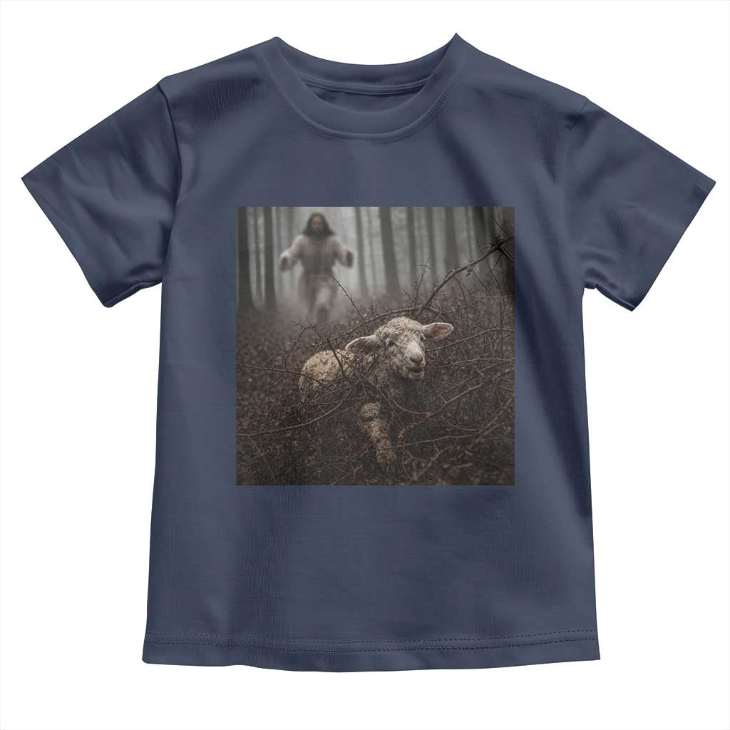Christian Biblical Parable Of Lost Sheep Scene Toddler T Shirt Funny Photo TS11 Navy Print Your Wear