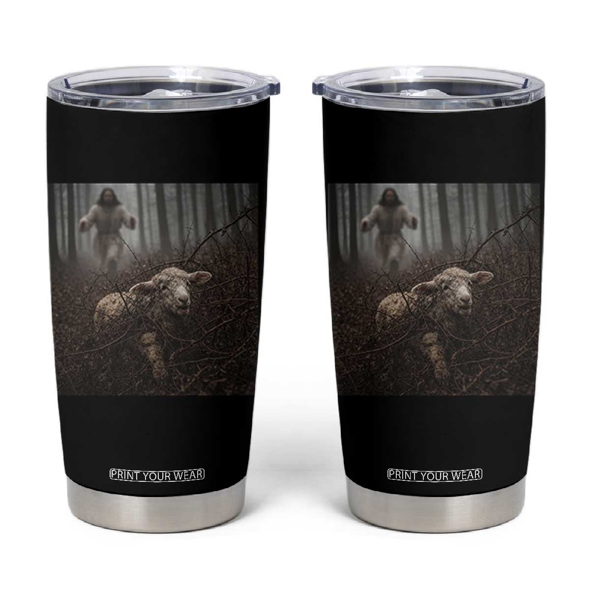 Christian Biblical Parable Of Lost Sheep Scene Tumbler Cup Funny Photo TS11 Black Print Your Wear