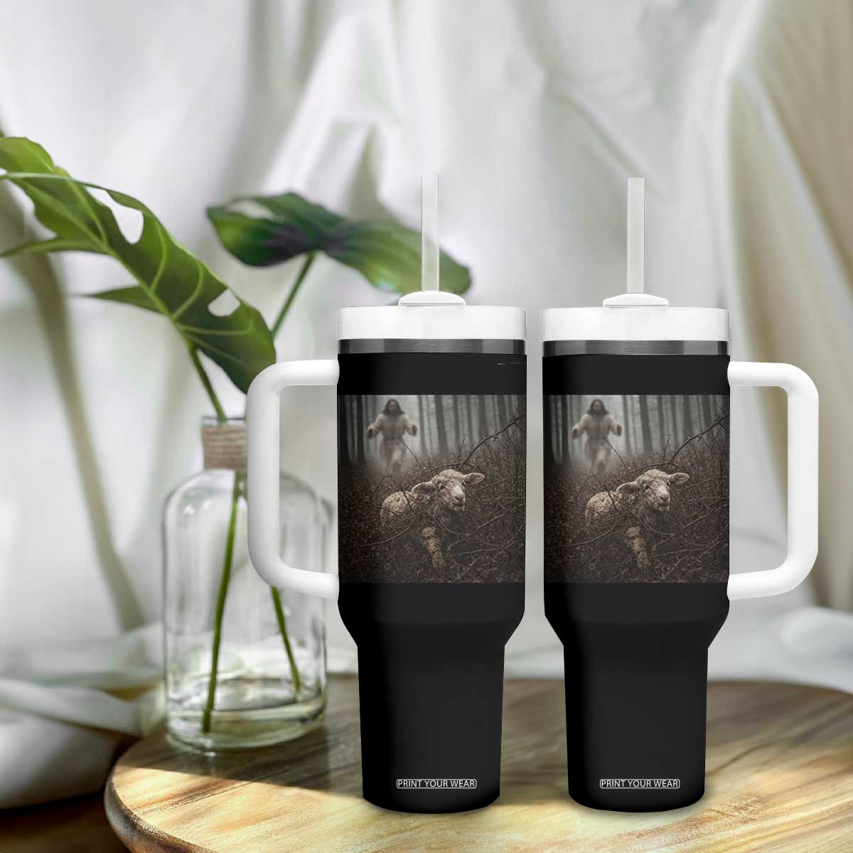 Christian Biblical Parable Of Lost Sheep Scene Tumbler With Handle Funny Photo TS11 Print Your Wear