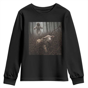 Christian Biblical Parable Of Lost Sheep Scene Youth Sweatshirt Funny Photo TS11 Black Print Your Wear