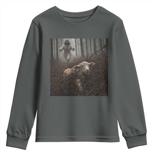 Christian Biblical Parable Of Lost Sheep Scene Youth Sweatshirt Funny Photo TS11 Dark Heather Print Your Wear
