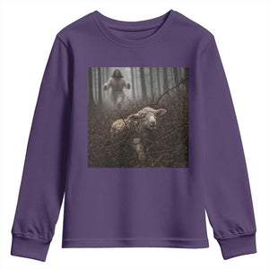 Christian Biblical Parable Of Lost Sheep Scene Youth Sweatshirt Funny Photo TS11 Purple Print Your Wear