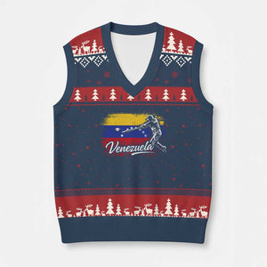 Venezuela Baseball Batter Venezuelan Sport Fan V-Neck Knit Sweater Vest TS11 Navy Red Print Your Wear
