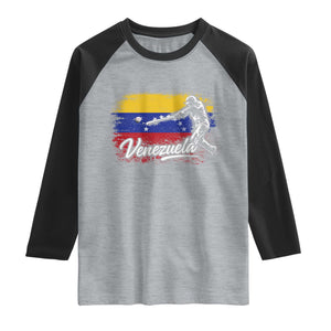 Venezuela Baseball Batter Venezuelan Sport Fan Raglan Shirt TS11 Heather Gray Black Print Your Wear