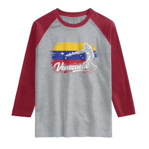 Venezuela Baseball Batter Venezuelan Sport Fan Raglan Shirt TS11 Heather Gray Heather Red Print Your Wear